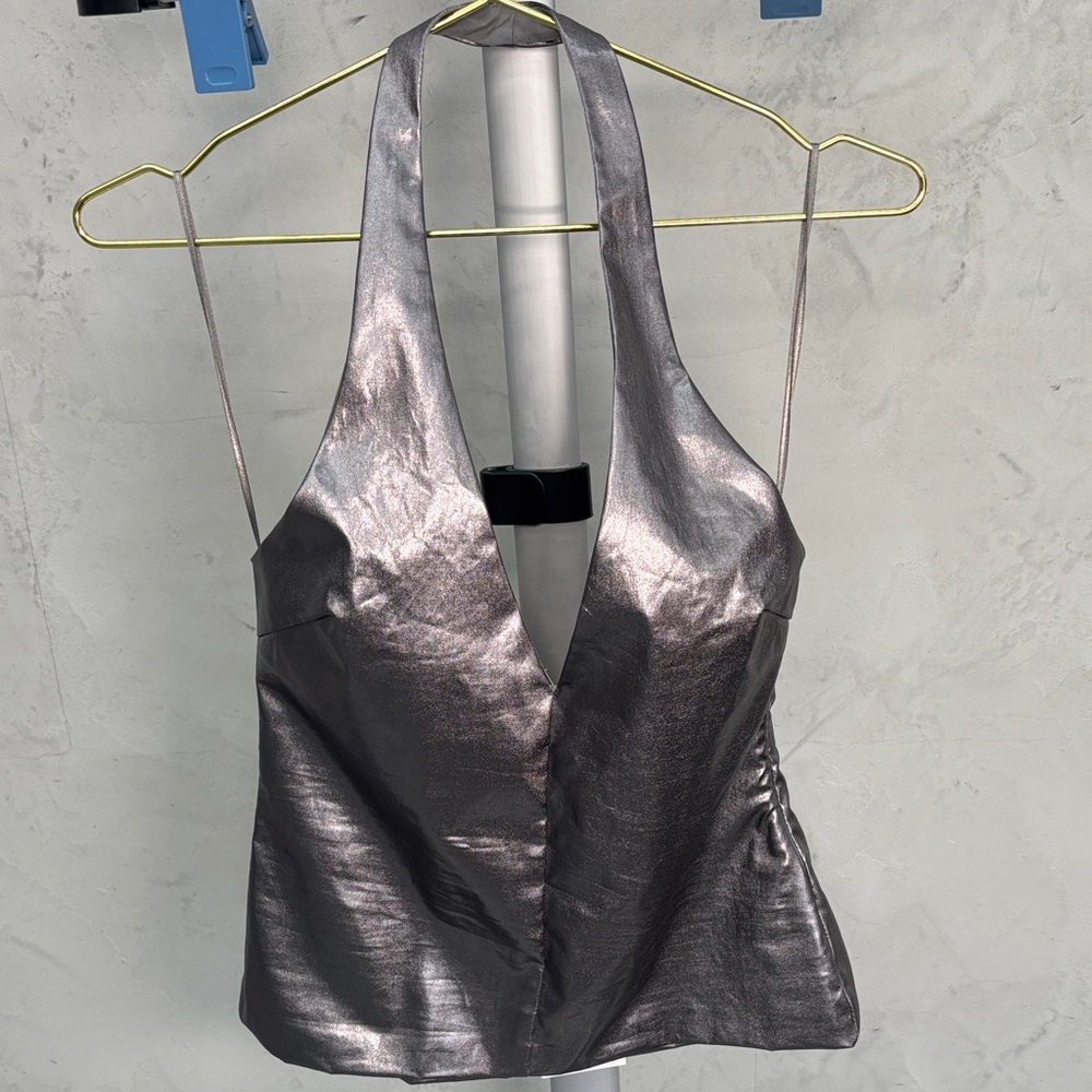 Zara Silver Halter Tank Top